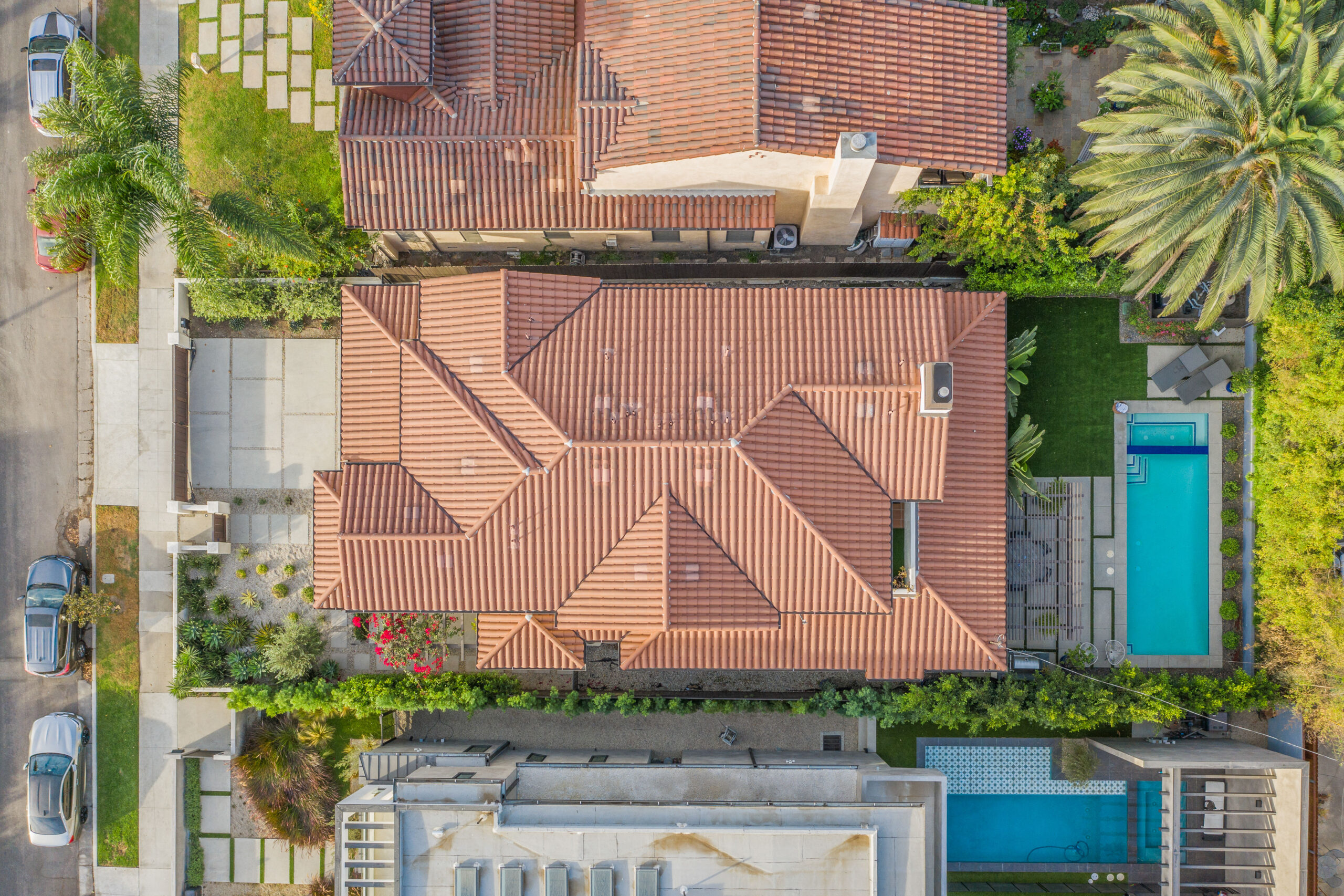 An exterior shot of a luxurious Spanish-style home in Hollywood, California.